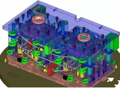 Two-color mold design and injection tips